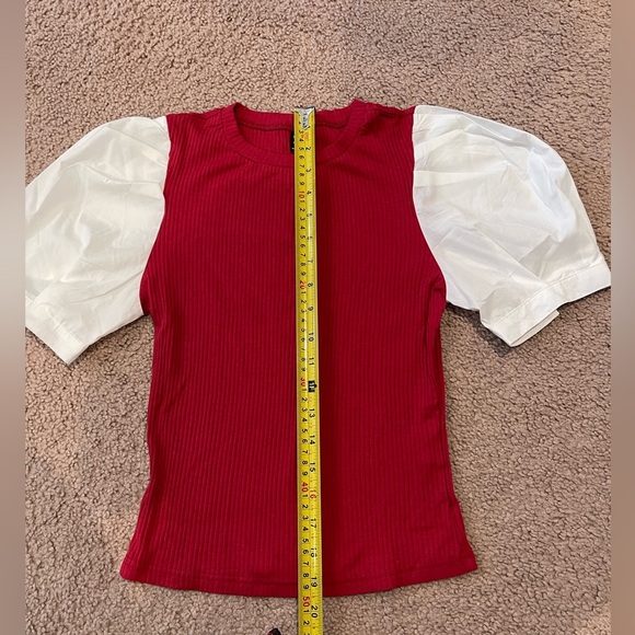 SHEIN Puff Sleeve Form Fitting Knitted Tee - Picture 9 of 9